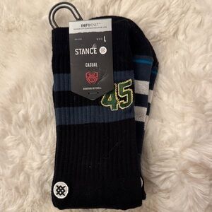 Stance Men's Black and Blue Striped Casual Socks
